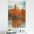 thumbnail image 1 of Epic Nature Tapestry, Autumn Trees Island in the Lake Scenery in the Evening Ecology, Fabric Wall Hanging Decor for Bedroom Living Room Dorm, 5 Sizes, Burnt Sienna and Blue Grey, by Ambesonne, 1 of 1
