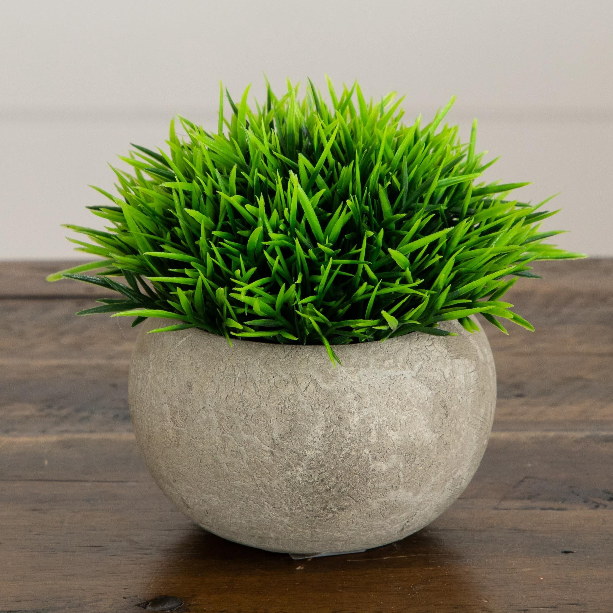 4.5in. Artificial Grass Plant in Cement Planter - Set of 2