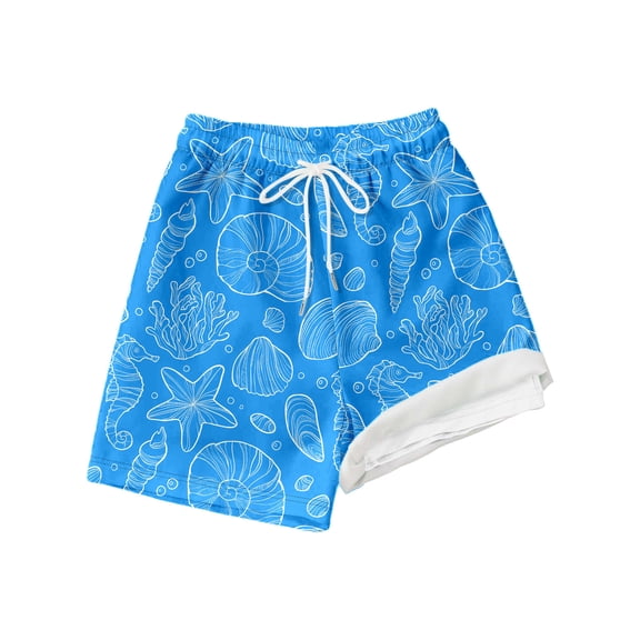 MEZZALL Boys Swimwear Bottoms Kids Patchwork Summer Shorts For Outdoor Beach Play Comfortable Elastic Waist Knee Length Active Shorts Lightweight Breathable Casual Wear Hawaii Swim Trunks