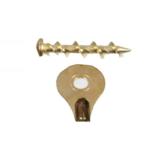 Hillman Fasteners 122367 Wall Dog, Brass, Hanger, Screw & Anchor In One, 10 Pack