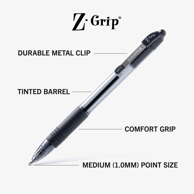 Zebra, Retractable Ballpoint Pen, 1.0mm, Medium Tip, Black Ink