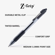 Z-Grip Retractable Ballpoint Pen, 1.0mm, Medium Tip, Black Ink, 18-Count