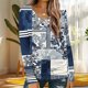thumbnail image 1 of Ailaofu Long Sleeve Shirts for Women Fall Fashion Basic Trendy V-neck Floral Printed Casual Tops, 1 of 5