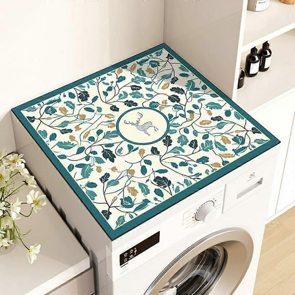 Washer And Dryer Protector Mat, 30x40cm, Diatomaceous Absorbent, 3D Plants Deer Pattern, Washing Machine Cover