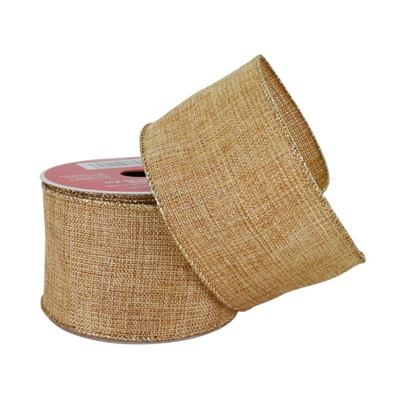 2.5" x 20ft. Shimmer Faux Linen Wired Ribbon by Celebrate It® Christmas - Christmas Ribbon for Home Decor and Crafting