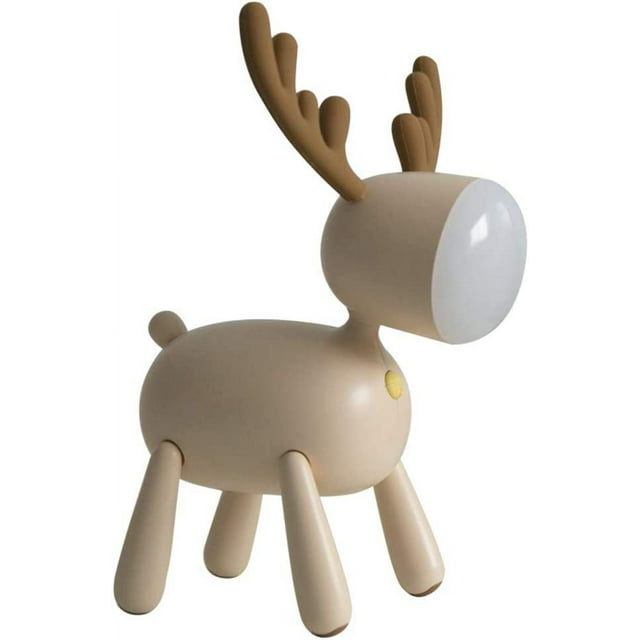 Lámpara de mesa recargable por USB con forma de reno, adecuada para niños, bebés, estudiantes, regalos de cumpleaños (marrón)