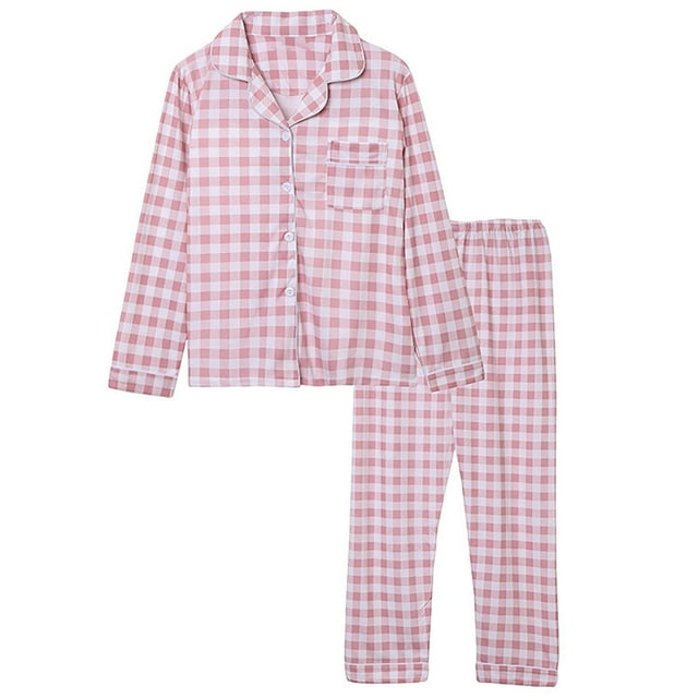 Hamky Ensembles de Pyjama pour Femmes, Ensembles de Pyjama 2 Pcs, Pyjamas Femmes Automne et Hiver Manches Longues Gilet Costume Pantalon Grande Taille Service à Domicile, Ensembles de Pyjamas, Pyjamas d'Automne Rose G