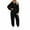 #046-Black, variant on Women's Fleece Hooded Front Zipper Long Sleeve Jumpsuit Cozy and Comfortable Loungewear Style
