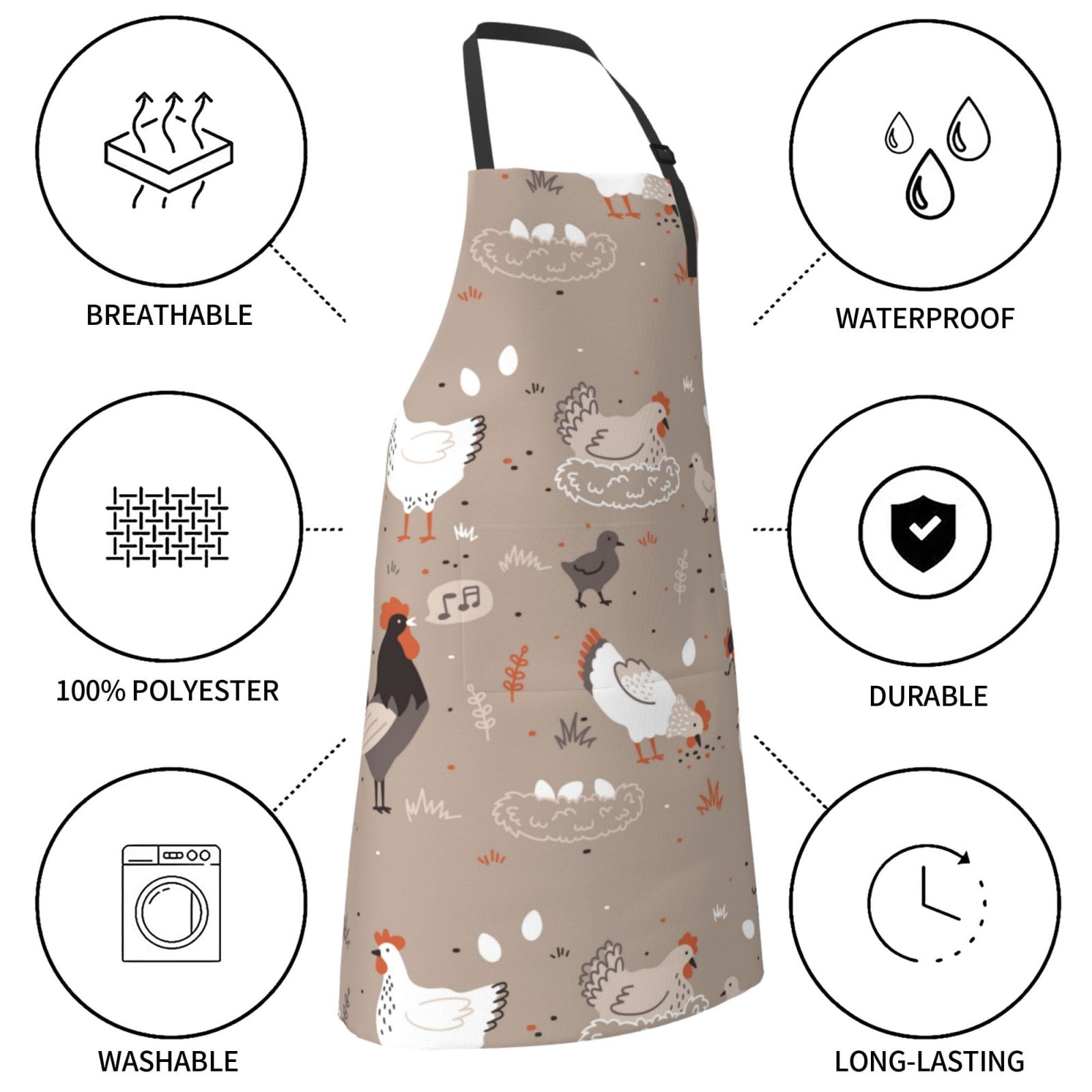 Kdxio Chicken Apron with Pockets Adjustable Kitchen Aprons for Men Women Waterproof Aprons for Cooking,Drawing,Crafting, Baking Household Cleaning