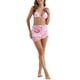 thumbnail image 2 of Conjuntos de bikini de contraste para mujer Inspire Chic de 3 piezas, con lazo en la espalda, parte inferior triangular, trajes de baño, talla X pequeña, rosa oscuro, 2 of 5