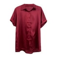 thumbnail image 2 of Blusa de manga corta con cuello en V para mujer - Top informal holgado oversize en color liso - S-XXL, 2 of 6