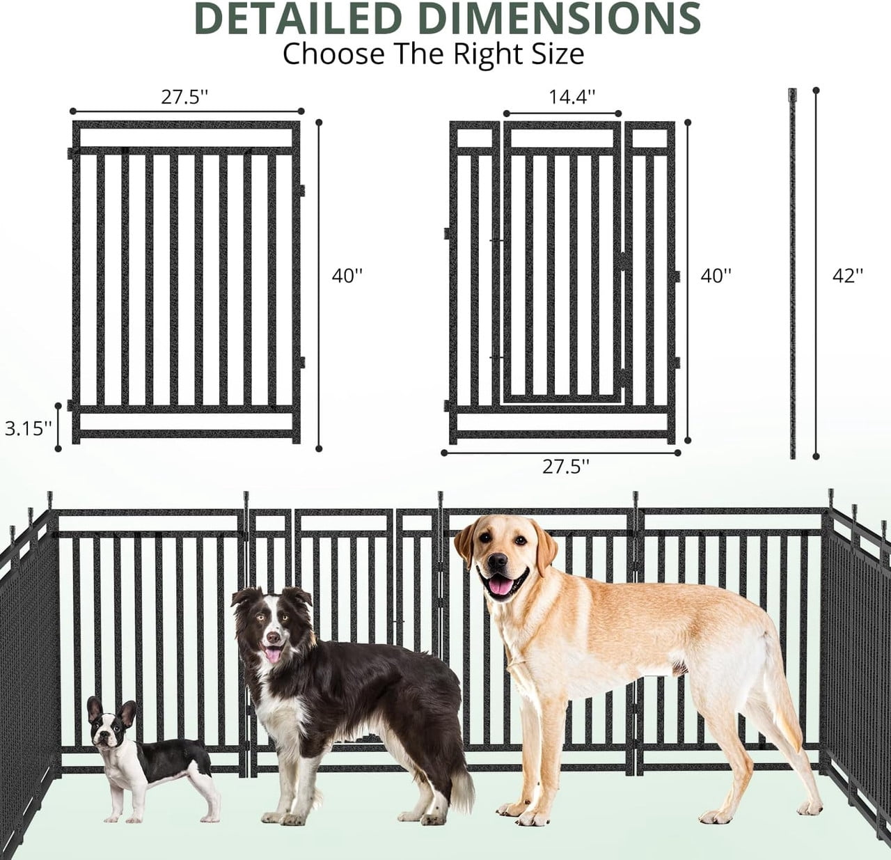 SPZONE 40" Portable Metal Dog Pen, 40 Panels for Outdoor Yard or RV Camping, Black/Silver