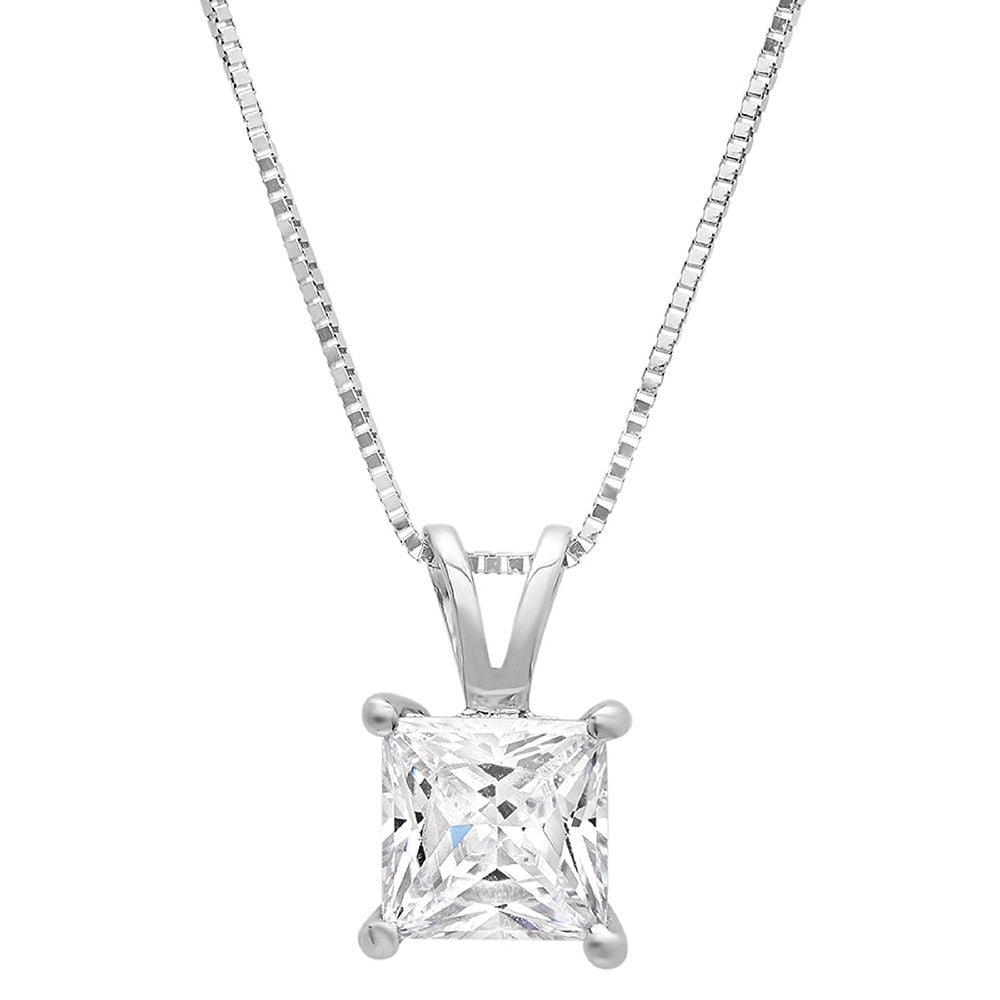 3ct D/VVS1 Diamond Pendant Necklace 14K White Gold Over W/18" Free Chain 
