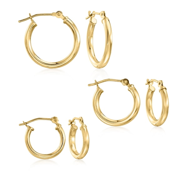 Ross-Simons 14kt Yellow Gold Jewelry Set: 3 Pairs Of Hoop Earrings, Women's, Adult