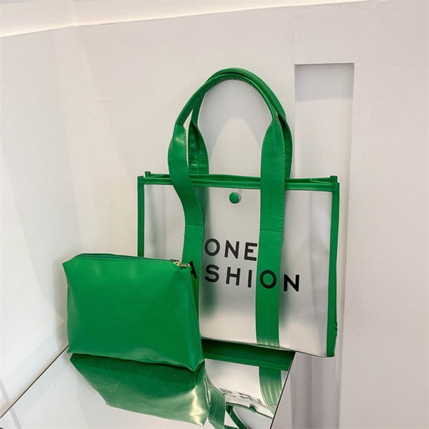Bolso de hombro Wdftyju para mujer de viaje transparente de PVC con billetera verde