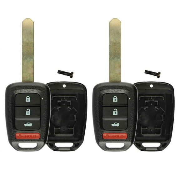 2 PACK KeylessOption Keyless Entry Remote Uncut Key Case Fob Shell Cover Replacement for 13-17 Honda Accord Crosstour HR-V CR-V