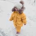 thumbnail image 6 of XXWXYD Baby Girls 2-Piece Snowsuit Set Hooded Down Jacket & Bib Pants, Waterproof Ski Outfit with Adjustable Cuffs for 12-24M, 6 of 8