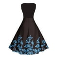 thumbnail image 5 of Floral Cocktail Dresses for Women Formal Business Casual Aline Tank Dress Sleeveless Tea Party Prom Blue, M, 5 of 7