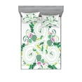 thumbnail image 2 of Ambesonne Green Fitted Sheet & Pillow Sham Set, Celtic Curved Lines Art, Twinxl, Green Pink, 2 of 3