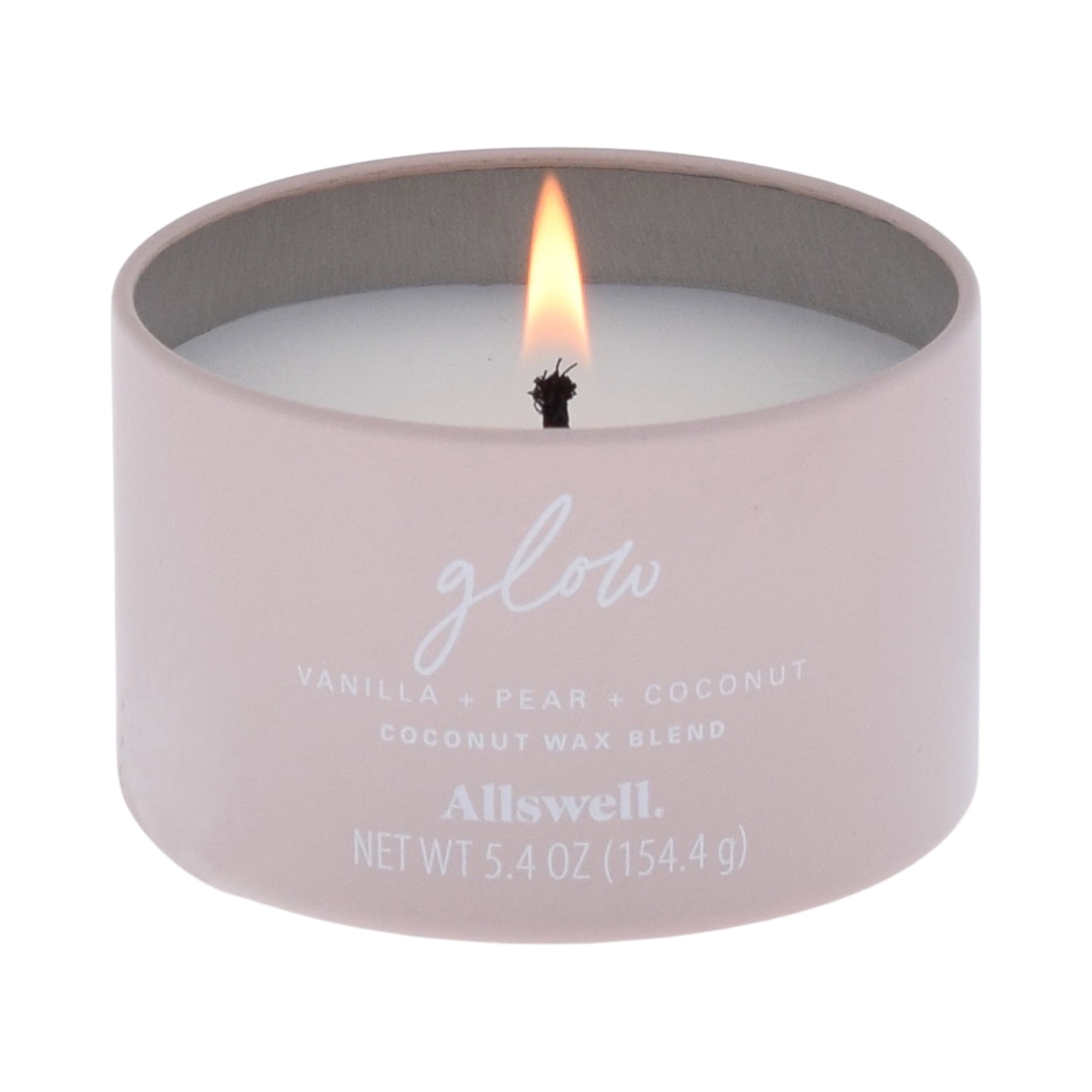 Allswell | Glow - Pink (Vanilla + Pear + Coconut) 5.4oz Scented Tin Candle