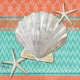 thumbnail image 5 of Gango Home Decor Modern Teal Ikat Coastal Seashell Wall Art; Four Blue 12x12in Hand-Stretched Canvases, 5 of 8