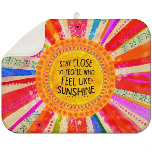 Bohemian Boho Kitchen Drying Mat - Super Absorbent Microfiber Dish Drying Pad with Boho Theme - Foldable Heat Resistant Countertop Mat for Dishes 18"x24"