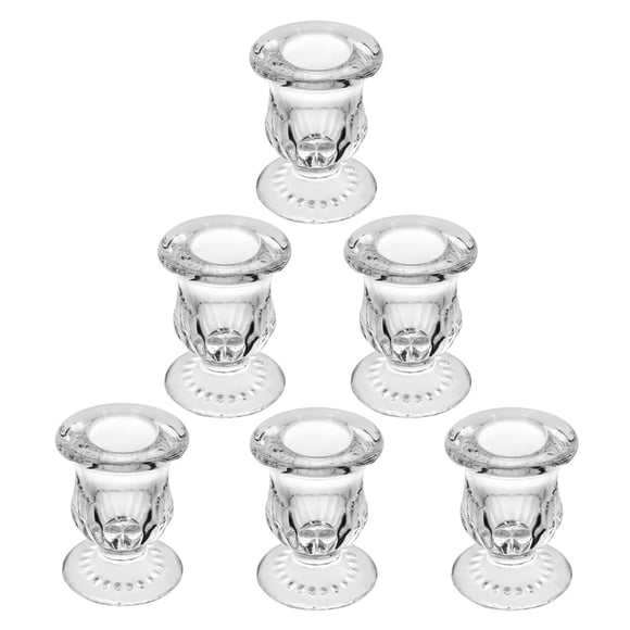 Set de 6 Portavelas de Vidrio Transparente BTGLLAS para Velas Cónicas