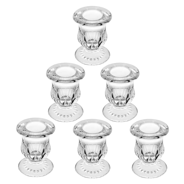 Set de 6 Portavelas de Vidrio Transparente BTGLLAS para Velas Cónicas