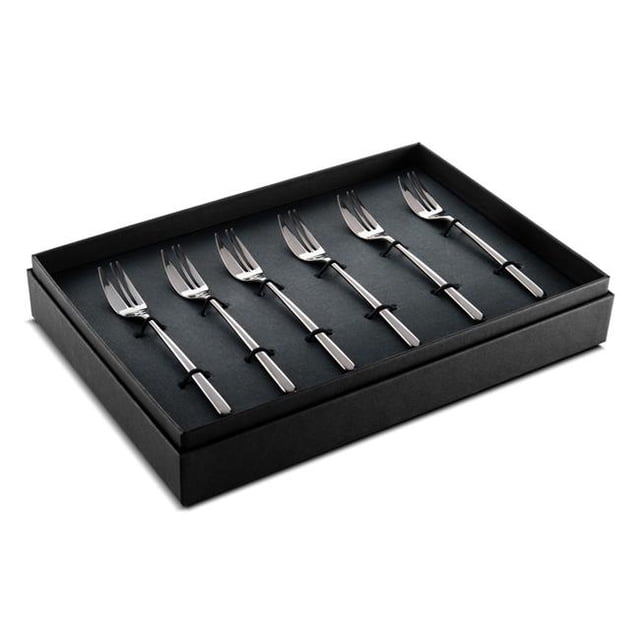 Mepra 108744115 Linea Oro Nero Ensemble de Fourchettes à Gâteau - 6 Pcs