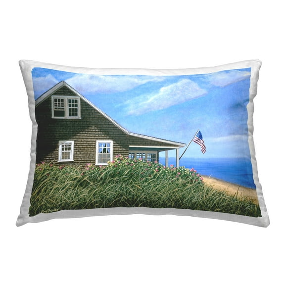 Stupell Industries Cape House with Flag Decorative Printed Throw Pillow Design by Tom Mielko