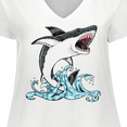 thumbnail image 4 of Inktastic Great White Shark Jumping Women's Plus Size V-Neck T-Shirt, 4 of 5