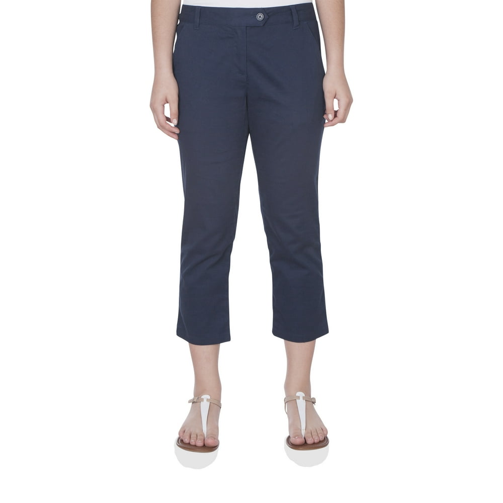 Juniors' School Uniform Capri Pants with Side Vents Walmart