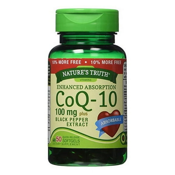 Natures Truth CoQ-10 100mg Plus Black Pepper Extract, 50 Ea, 2 Pack