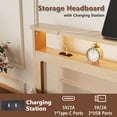 thumbnail image 7 of Tydimor Bed Frame with Headboard & LED Light, Rattan Queen Beds with Charging Station and Bookcase Storage Shelf, No Box Spring Needed, 7 of 7