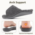 thumbnail image 6 of Litfun Women's Fuzzy Orthopedic Slippers with Arch Support Open Toe House Shoes for Plantar Fasciitis, Grey, 6 of 8