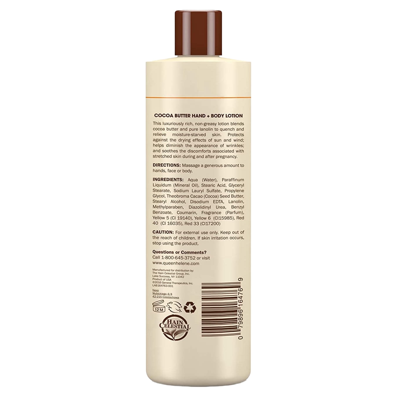 QUEEN HELENE Cocoa Butter Hand & Body Lotion 16 oz (Pack of 4)