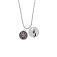 thumbnail image 2 of Delight Jewelry Silvertone Antiqued Round Seal - Initial - S - Silvertone Script Initial Disc - J - Charm Necklace, 20"+3", 2 of 4