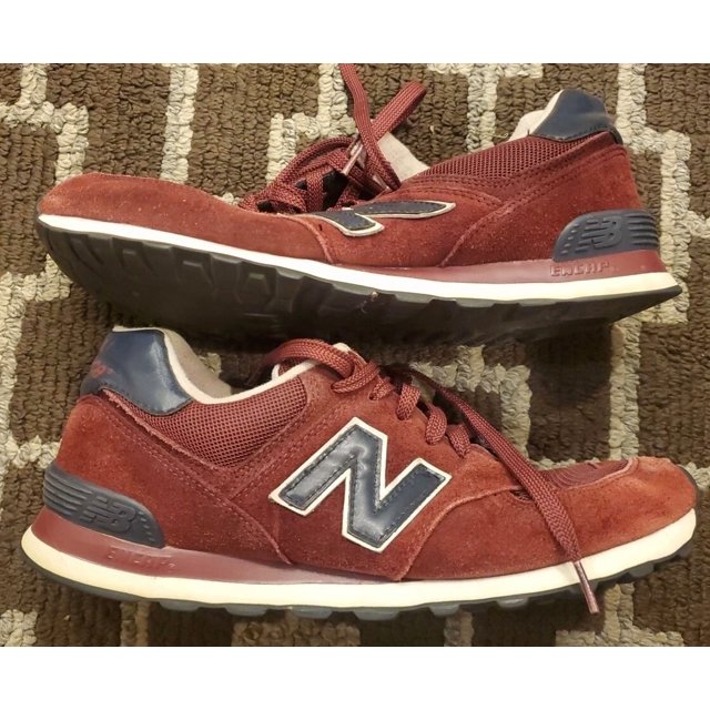 SWEET NEW BALANCE 574 BURGUNDY RED SNEAKERS MEN'S SIZE US11D