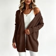 thumbnail image 3 of XUNKUSGA Cardigan Sweaters for Women Classic Solid Color Long Sleeve Open Front Knit Sweater Coat Casual Loose Mid Length Cardigan for Women with Pocket Brown S, 3 of 8