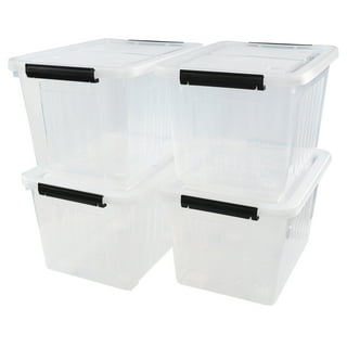 Yarebest 35 Liters Large Storage Boxes, Plastic Clear Latching Organizer  Tote Bins Set of 4