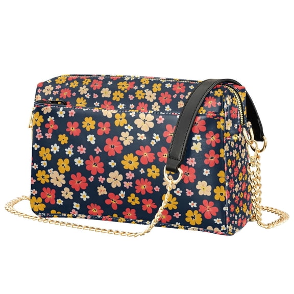 FORMRS Women Crossbody Purse with Chain Strap Vegan Leather Shoulder Handbag, Small Colorful Flower