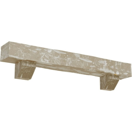 

Ekena Millwork 4 H x 4 D x 48 W Pecky Cypress Faux Wood Fireplace Mantel Kit w/ Ashford Corbels White Washed