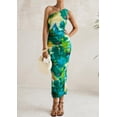 thumbnail image 3 of Vestido PRETTYGARDEN de un Hombro con Fruncido Floral Verde XL, 3 of 8