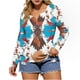 thumbnail image 3 of TaTaai Retro Printed T-Shirt Soft Loose Women's Fashion Casual Western Print Round Neck Long Sleeve Button Detail Spring Daily Versatile Top Gift, 3 of 5