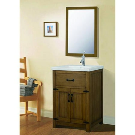 Legion Furniture 24-inch Weathered Light Brown Single Sink Bathroom Vanity with Mirror - Walmart.com