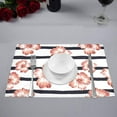 thumbnail image 2 of MKHERT Pink Hawaiian Hibiscus Flowers 0n Stripes Tropical Design Placemats Table Mats for Dining Room Kitchen Table Decoration 12x18 inch,Set of 6, 2 of 4