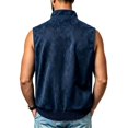 thumbnail image 6 of Maqroz Mens Outerwear Vests Faux Suede Sleeveless Jacket Stand Collar Zip Up Daily Coat with Pockets Navy,XL, 6 of 6