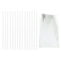 WRISTBIQUE Clear Plastic Lollipop Sticks with 100 White Treat Bags for Candy Making and Party Favors