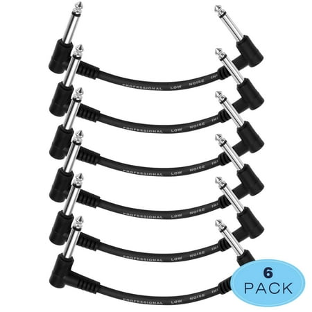 Donner 6 Inch Guitar Patch Cable Black Guitar Effect Pedal (Best Patch Cables For Guitar Pedals)