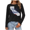 thumbnail image 2 of Fznquz Crew Neck Women's Blouses Long Sleeve Black Casual T Shirts Y2K Graphic Curve Hem Women's Fashion M, 2 of 5